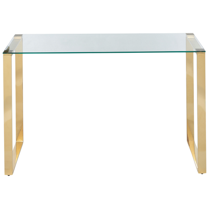Modern Console Table Clear Glass Top With Gold Stainless Steel Frame 120 X 40cm