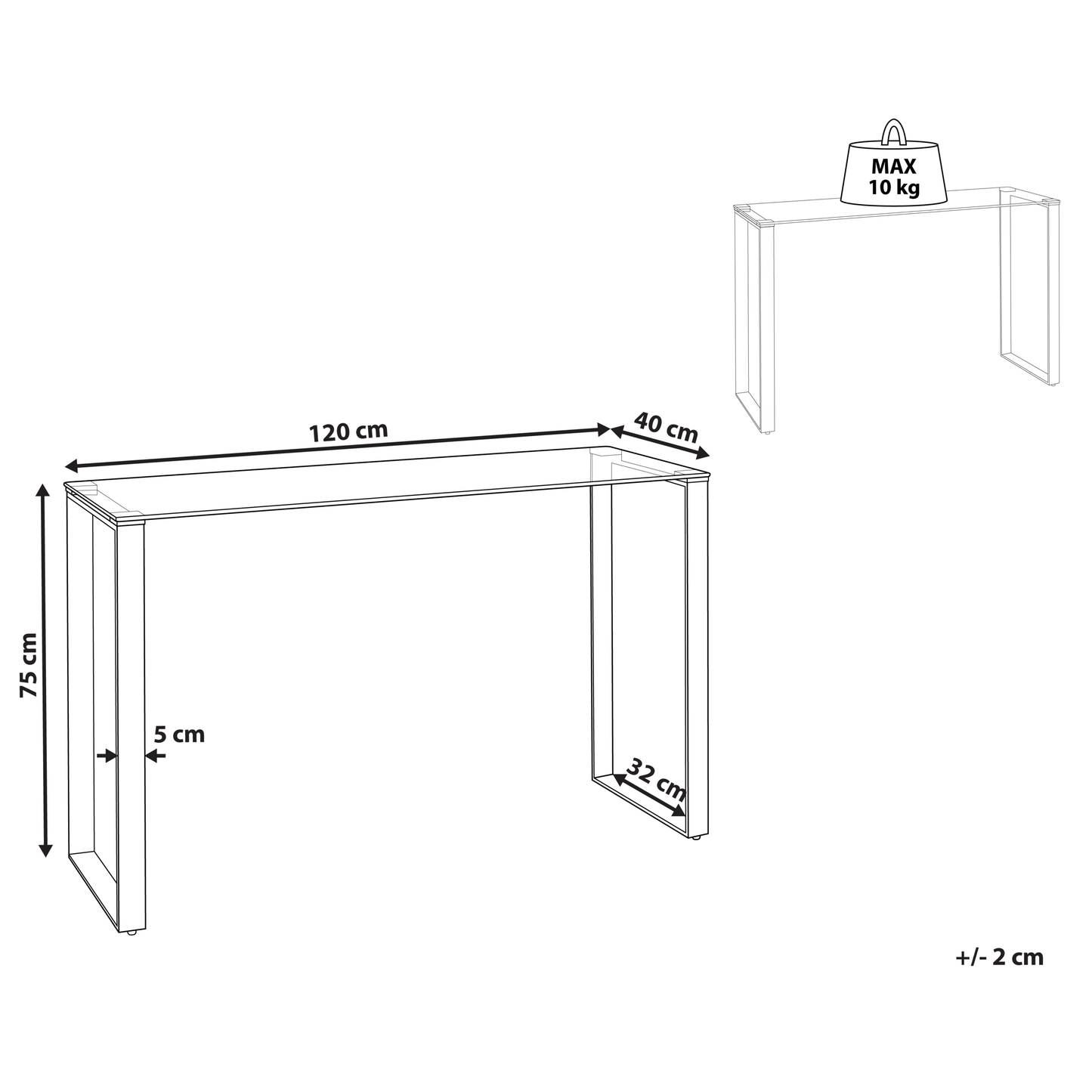 Modern Console Table Clear Glass Top With Gold Stainless Steel Frame 120 X 40cm