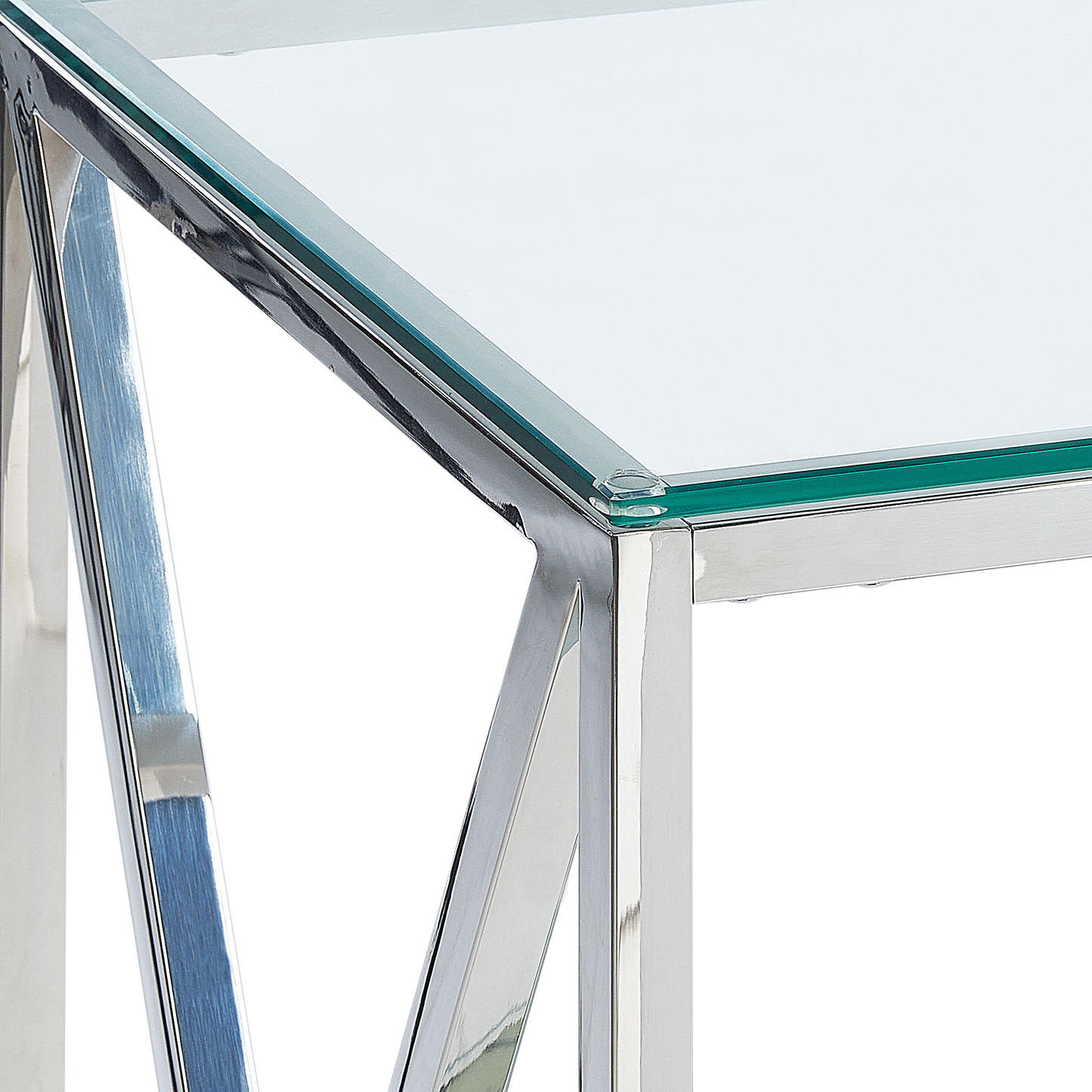 Modern Console Table With Transparent Glass Top And Silver Stainless Steel Frame 120 X 40cm