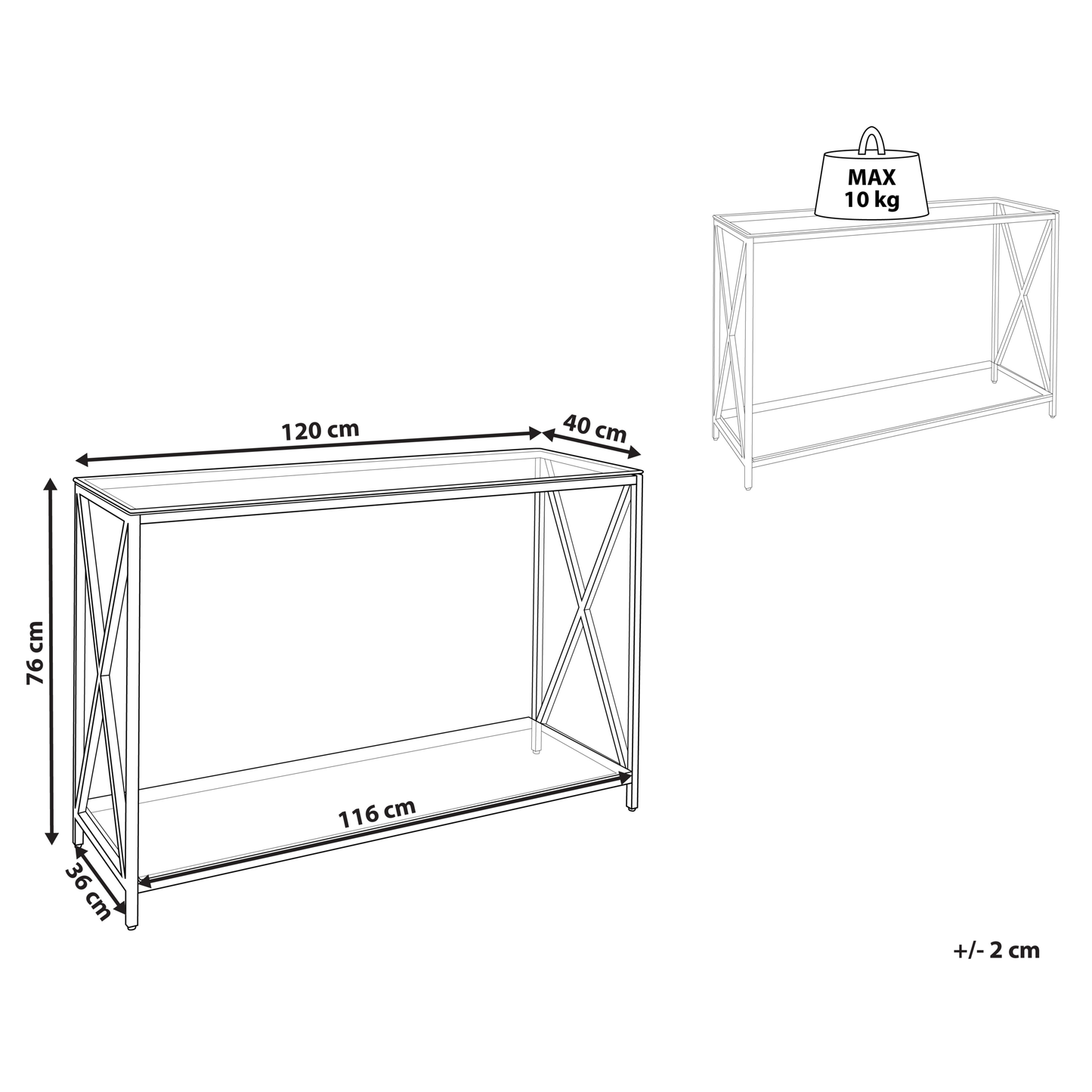 Modern Console Table With Transparent Glass Top And Silver Stainless Steel Frame 120 X 40cm