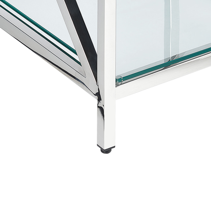 Glass Side Table Stainless Steel Frame 45 x 45cm