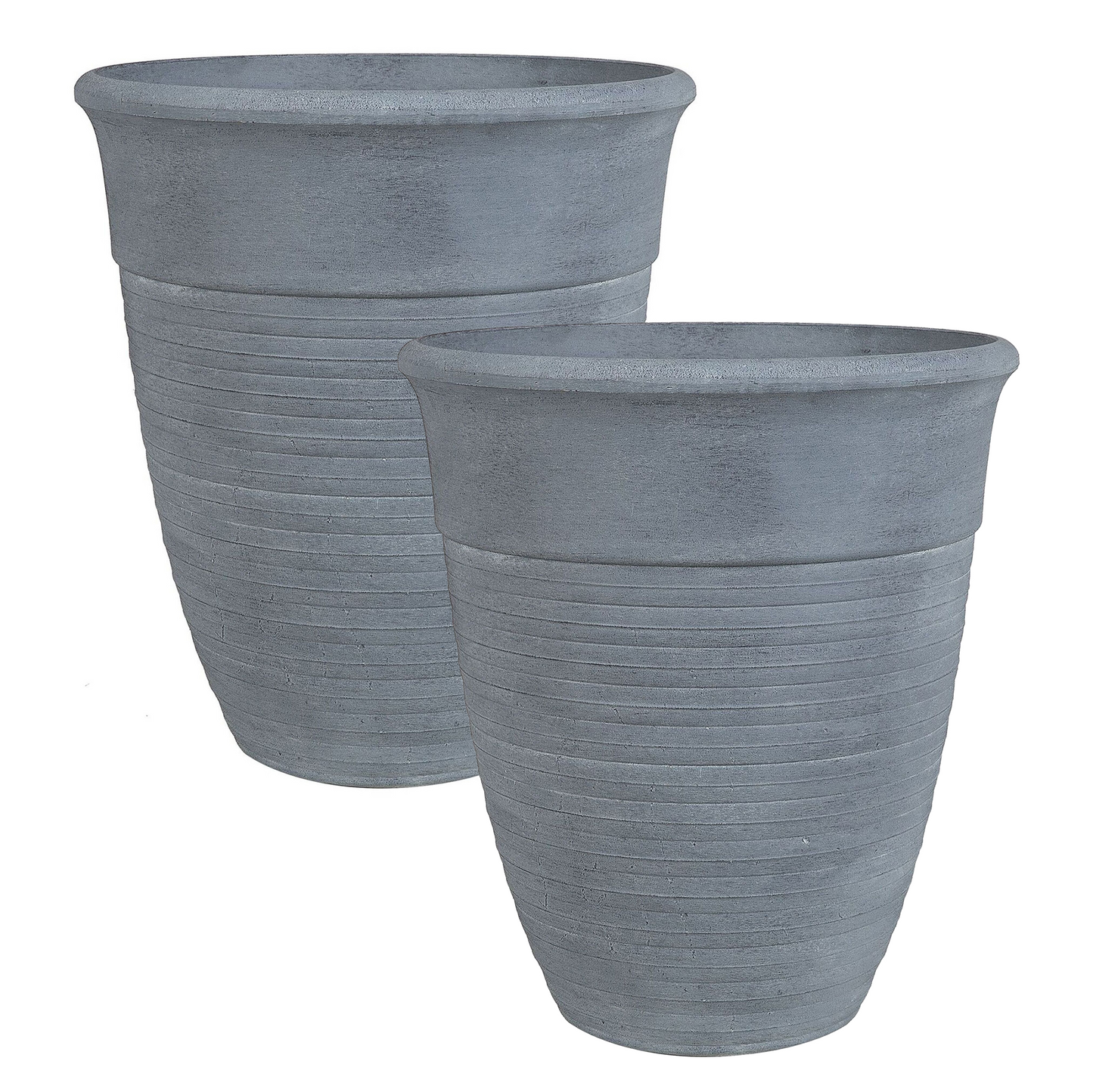 Set of 2 Grey Polyresin Plant Pots 50cm All-Weather Square