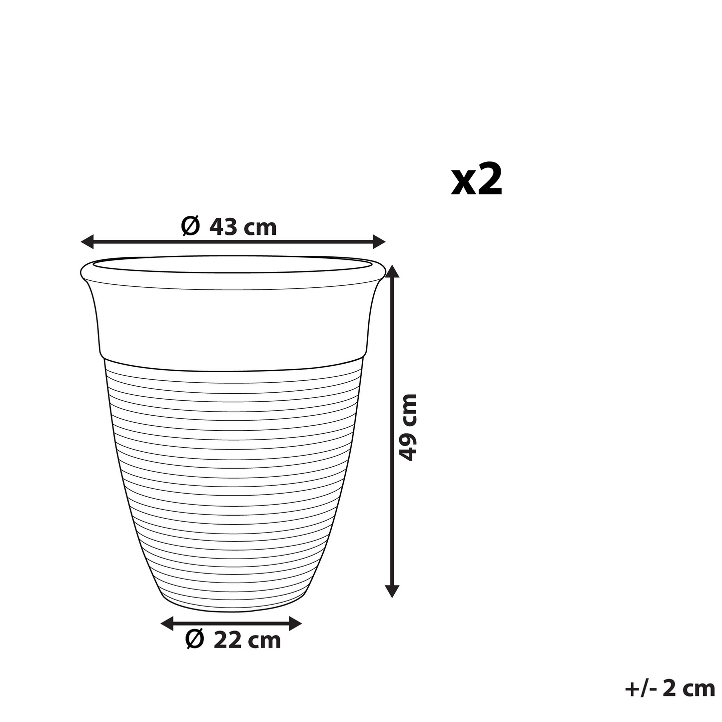 All Weather Grey Polyresin Plant Pots 43cm Set Of 2