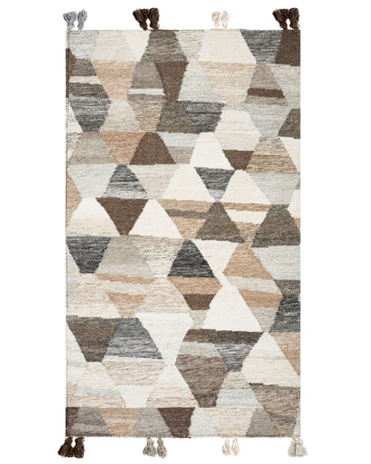 Kilim Rug Multicolor Wool Cotton Boho Patchwork 80 x 150cm Tassels