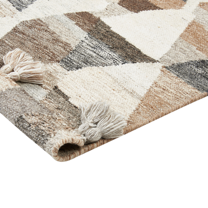 Kilim Rug Multicolor Wool Cotton Boho Patchwork 80 x 150cm Tassels