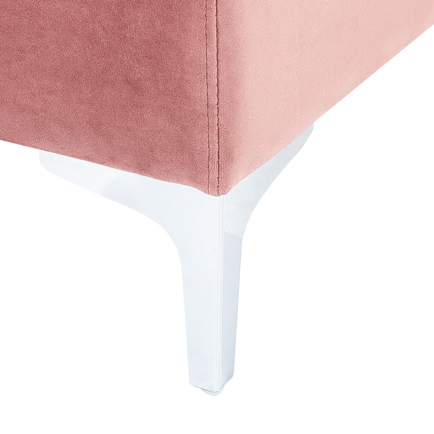 Pink Velvet Ottoman With Silver Legs Glamour Style