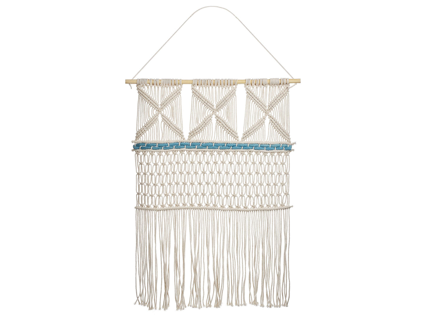 Cotton Wall Hanging Decor Beige Blue Boho Rustic