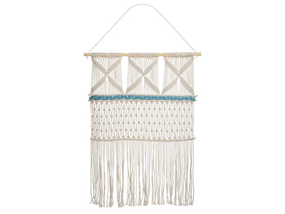 Cotton Wall Hanging Decor Beige Blue Boho Rustic