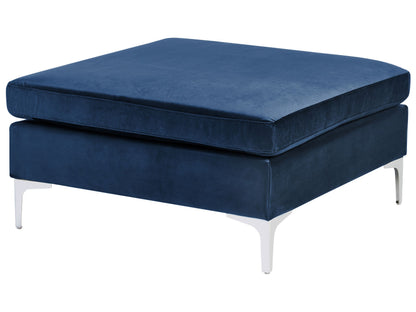 Velvet Glam Ottoman Blue Velvet Top Pillow Silver Legs