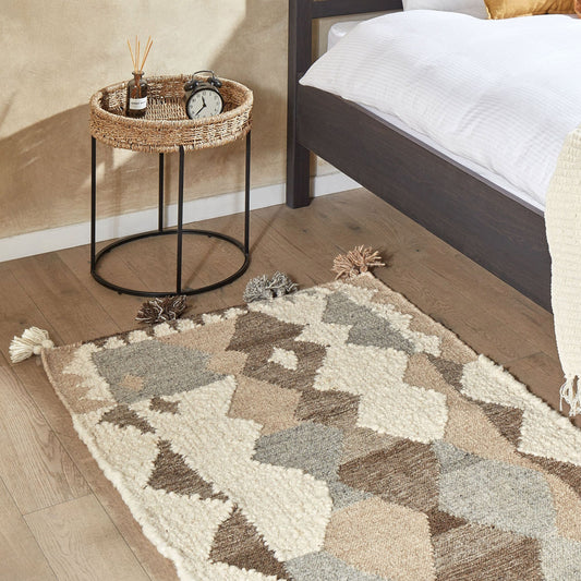 Kilim Area Rug Multicolour Wool And Cotton Handmade Boho Patchwork 80 X 150cm Tassels