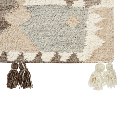 Kilim Area Rug Multicolour Wool And Cotton Handmade Boho Patchwork 80 X 150cm Tassels