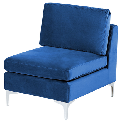 Modular Sofa Blue Velvet U Shape 6 Seater Ottoman