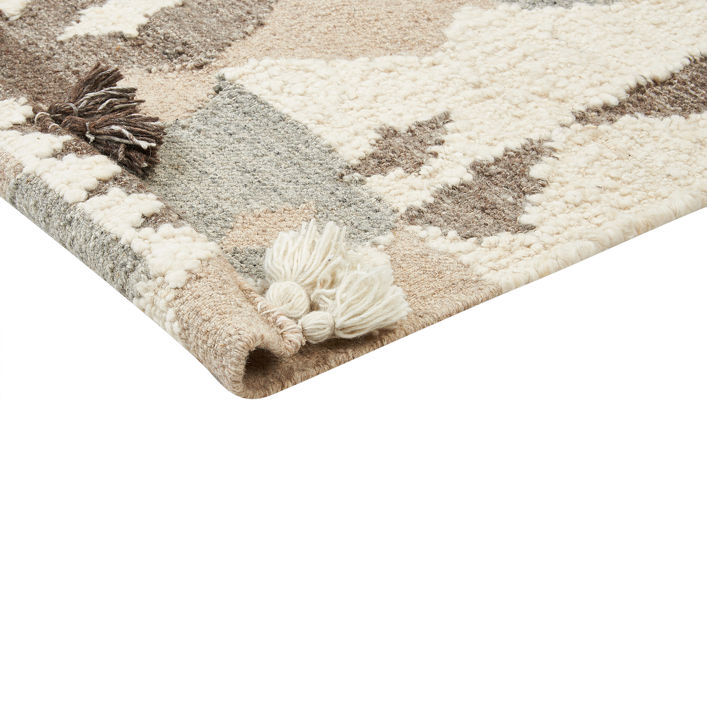 Kilim Area Rug Multicolour Wool And Cotton Handmade Boho Patchwork 80 X 150cm Tassels