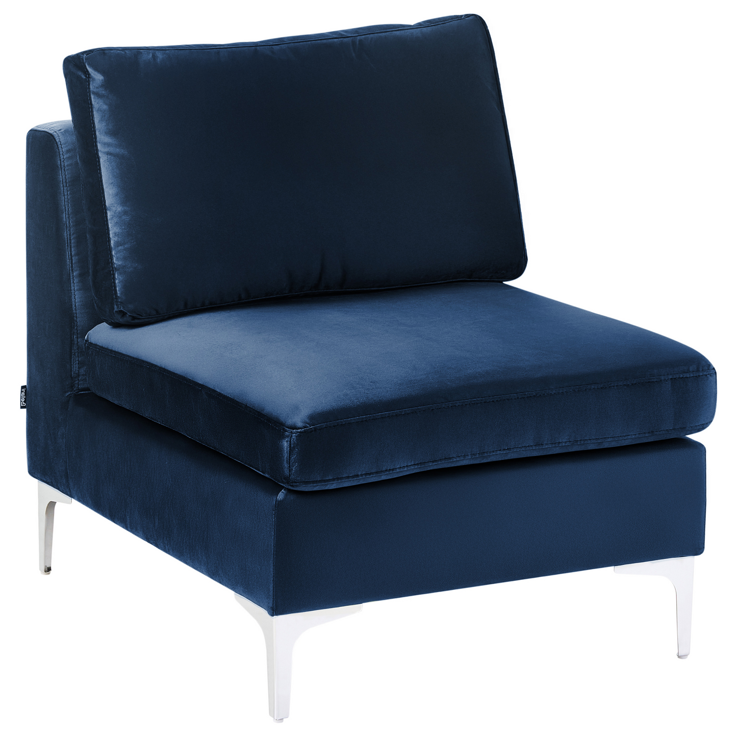 Modular Sofa Blue Velvet U Shape 6 Seater With Silver Legs