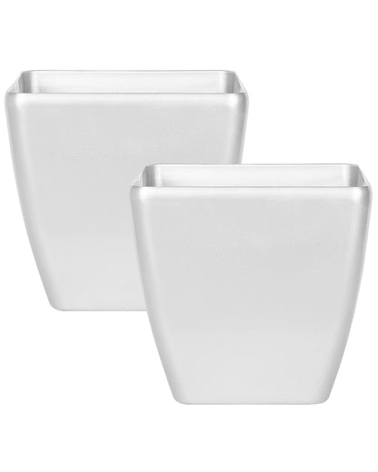Set Of 2 Silver Fibre Clay Pots 50 x 50 x 48cm