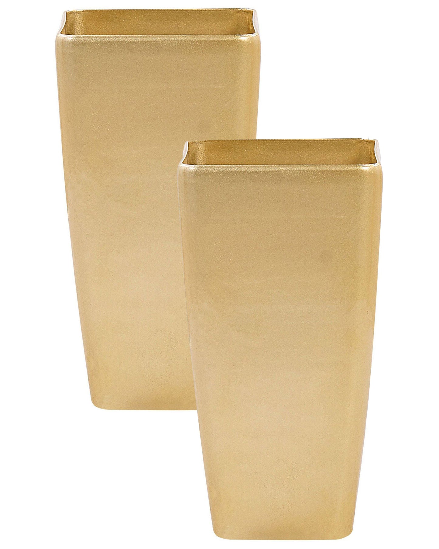 Set of 2 Outdoor Planter Pots Square Stone Mix All Weather