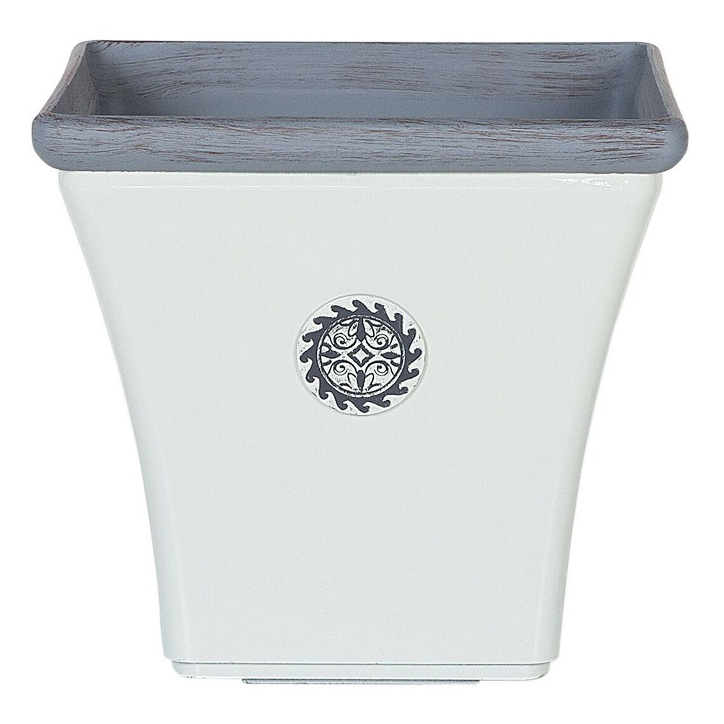 White Stone Planters Set Of 2 All Weather Outdoor Square 32 x 32 x 31cm UV Resistant