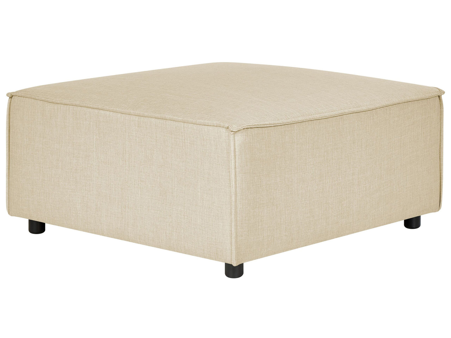 Beige Linen Ottoman Square Footstool Modern Design