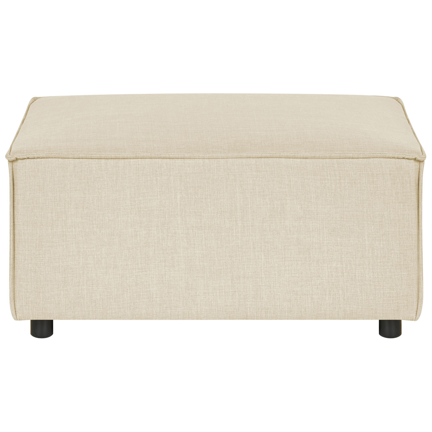 Beige Linen Ottoman Square Footstool Modern Design