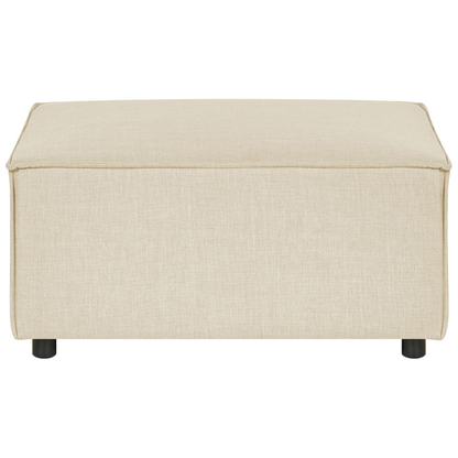 Beige Linen Ottoman Square Footstool Modern Design