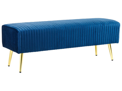Blue Velvet Bench With Gold Metal Legs 118 x 40cm