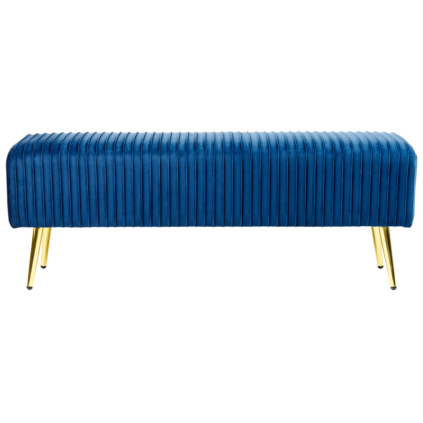 Blue Velvet Bench With Gold Metal Legs 118 x 40cm