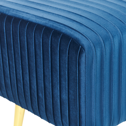 Blue Velvet Bench With Gold Metal Legs 118 x 40cm