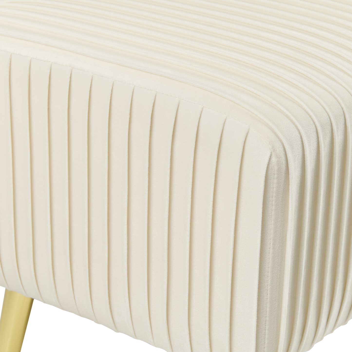 Velvet Bench Off White With Gold Metal Legs 118 x 40cm