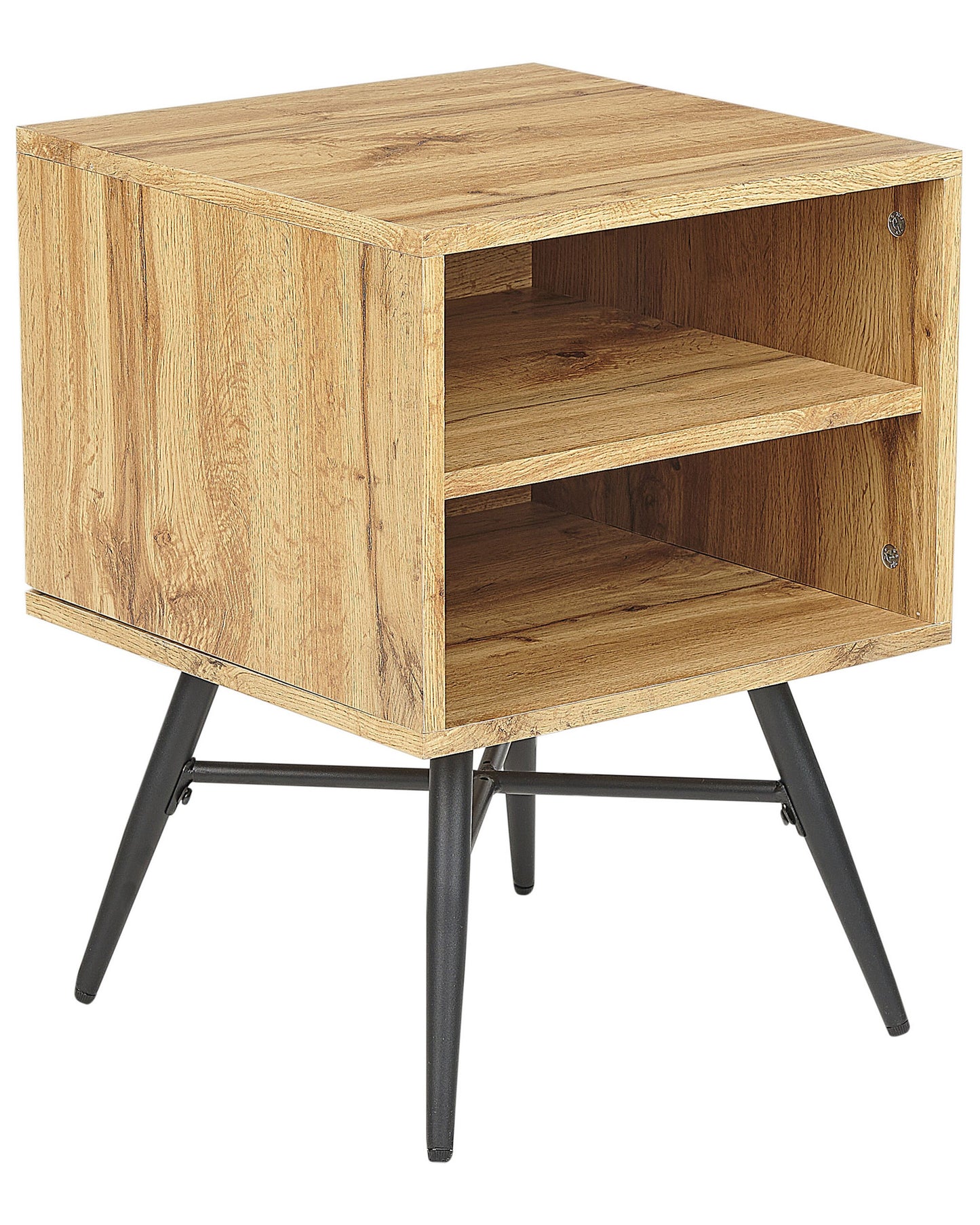 LumaNest Bedside Table Light Brown MDF With 2 Open Shelves
