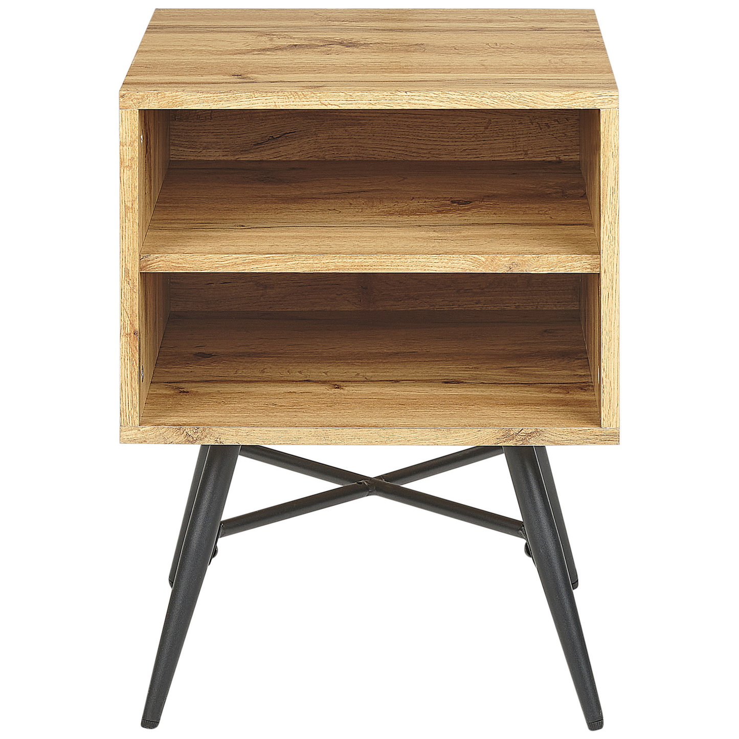 LumaNest Bedside Table Light Brown MDF With 2 Open Shelves