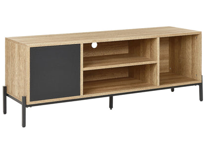 NovaHome TV Stand Light Brown Grey MDF 1 Cabinet 2 Shelves