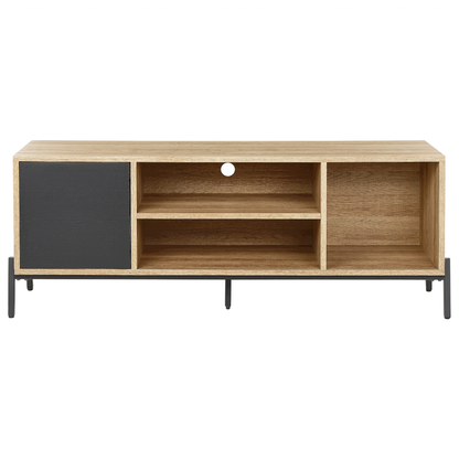 NovaHome TV Stand Light Brown Grey MDF 1 Cabinet 2 Shelves
