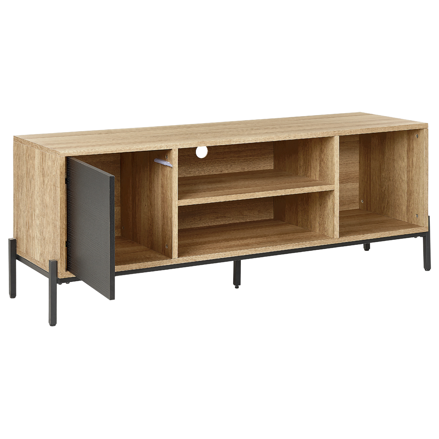 NovaHome TV Stand Light Brown Grey MDF 1 Cabinet 2 Shelves