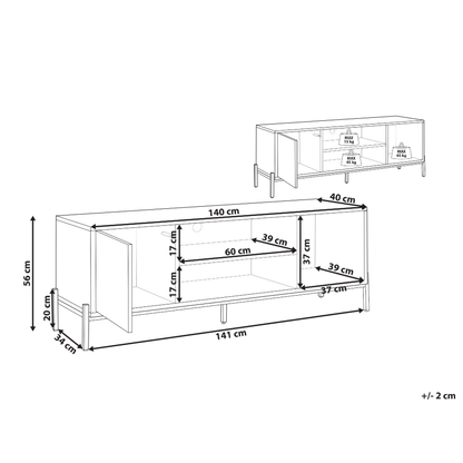 NovaHome TV Stand Light Brown Grey MDF 1 Cabinet 2 Shelves