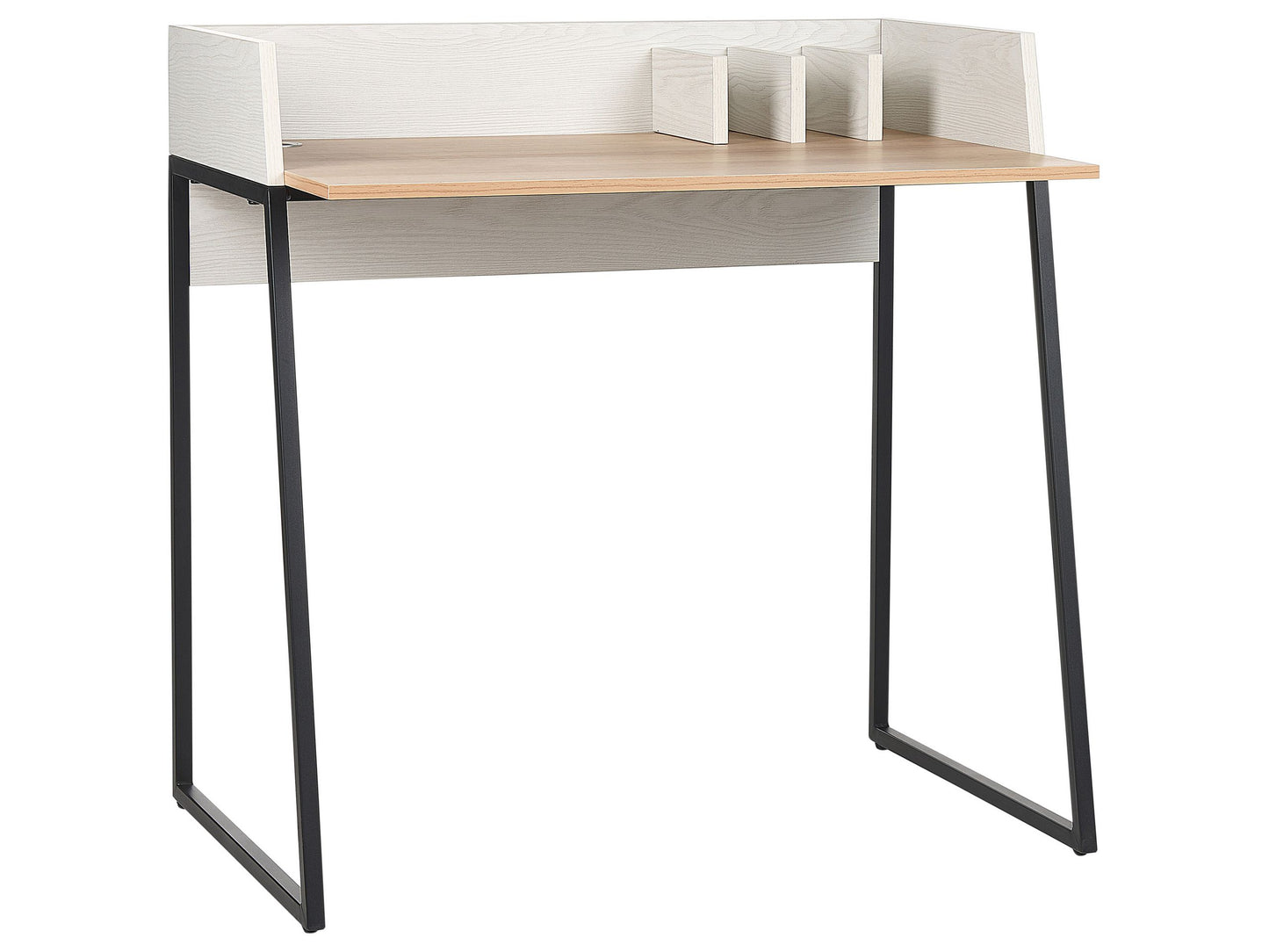 Home Office Lux Desk 90x60 cm Two Tone Light Brown And White MDF Top With Grommet Hole Organizers
