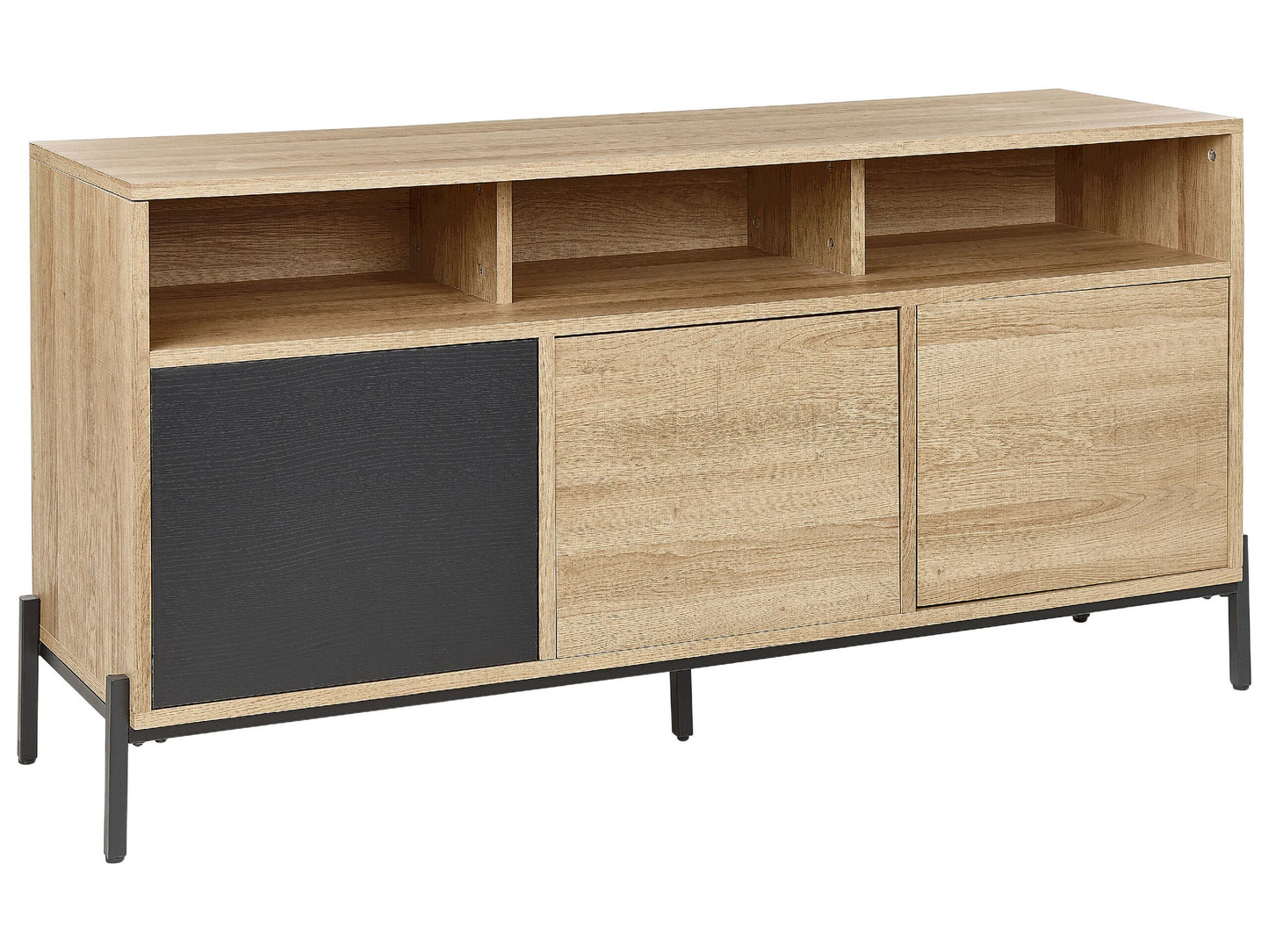 HavenHome Three Door Sideboard Light Brown Grey MDF Finish