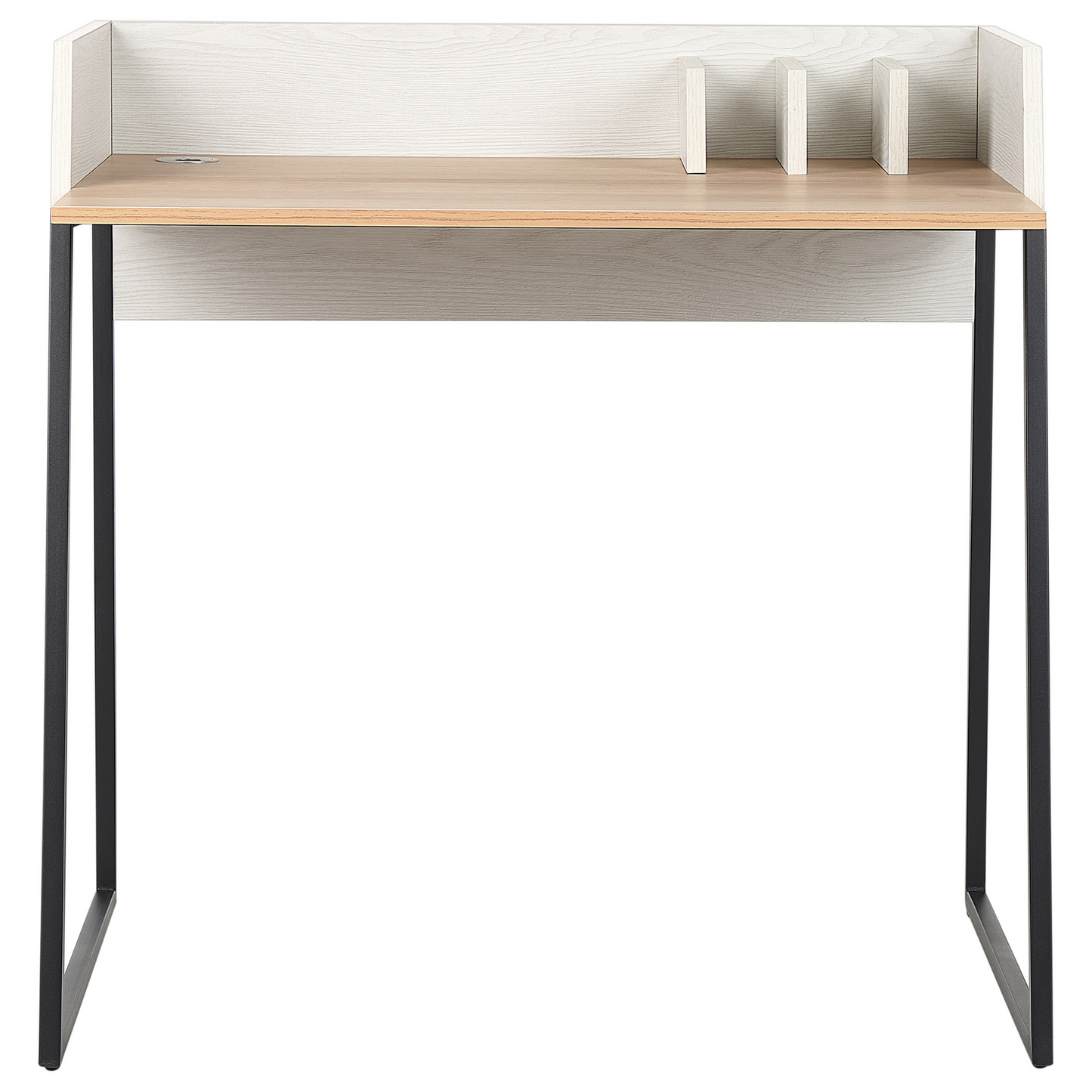 Home Office Lux Desk 90x60 cm Two Tone Light Brown And White MDF Top With Grommet Hole Organizers