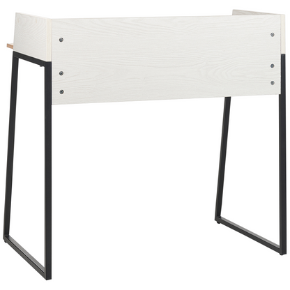 Home Office Lux Desk 90x60 cm Two Tone Light Brown And White MDF Top With Grommet Hole Organizers