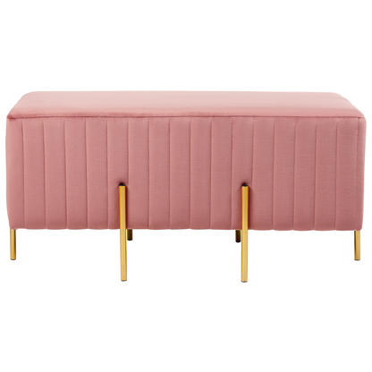 Pink Velvet Bench With Gold Metal Legs 93 x 48cm