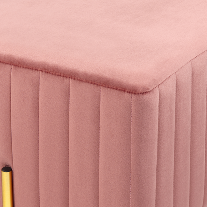 Pink Velvet Bench With Gold Metal Legs 93 x 48cm
