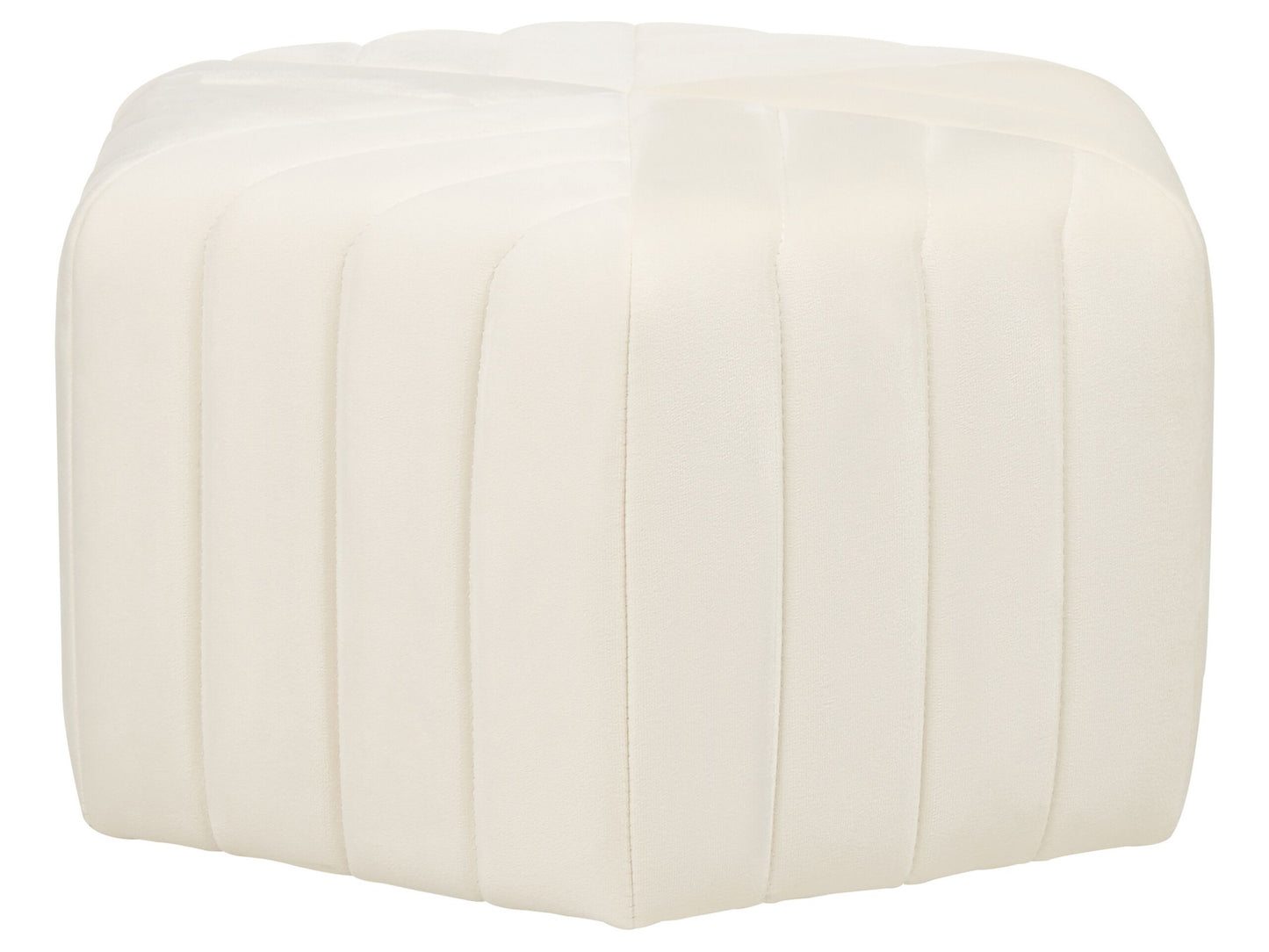 Ottman Glamour Velvet Pouffe Off-White 53 x 48 x 29cm Hexagonal Footstool For Living Room