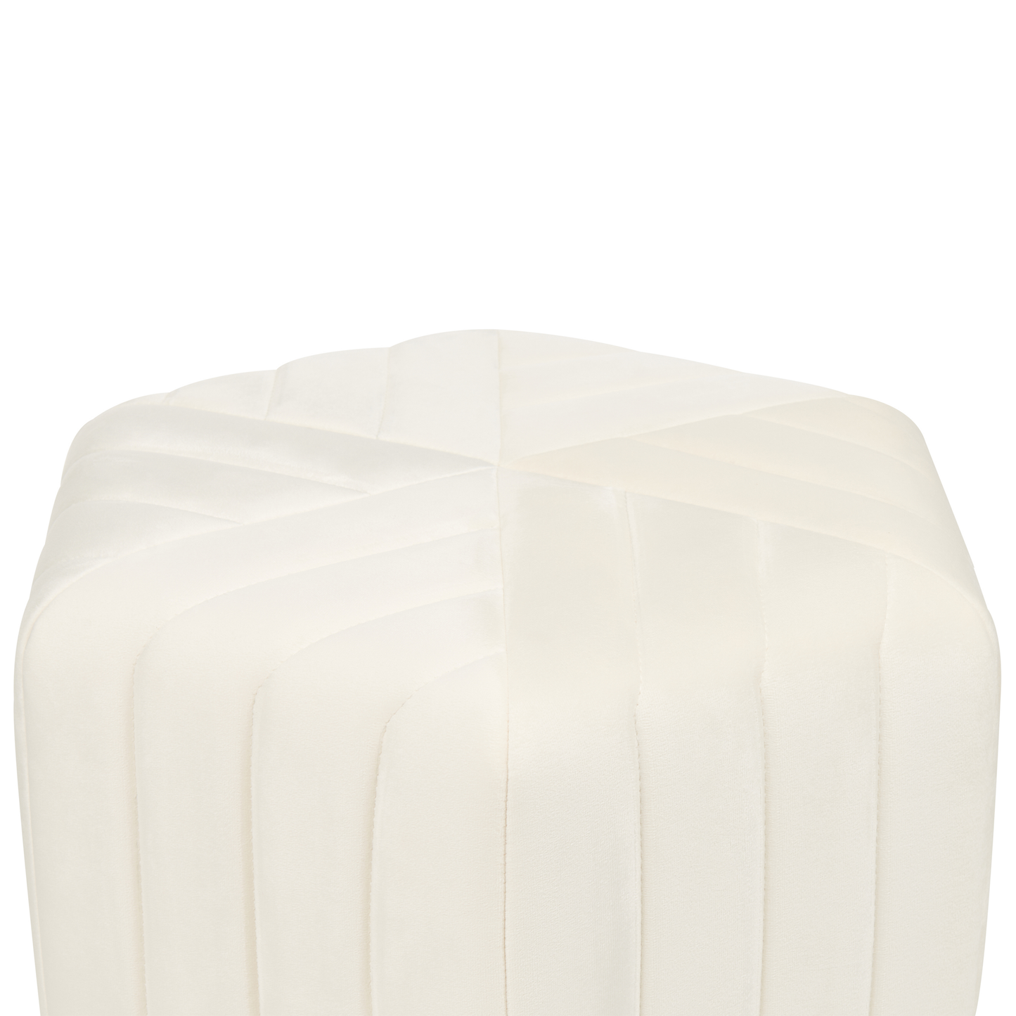 Ottman Glamour Velvet Pouffe Off-White 53 x 48 x 29cm Hexagonal Footstool For Living Room