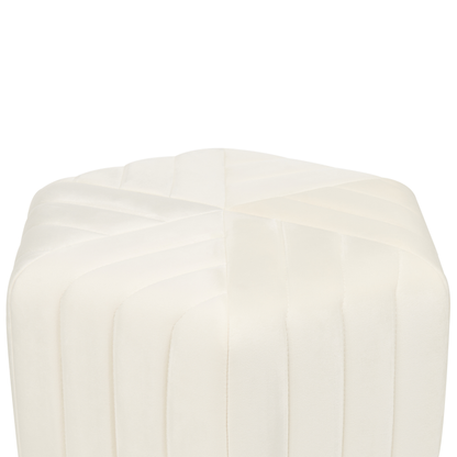 Ottman Glamour Velvet Pouffe Off-White 53 x 48 x 29cm Hexagonal Footstool For Living Room