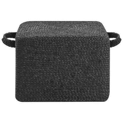 Pouffe Black Jute EPS Beads With Handles 45 x 45 x 30cm