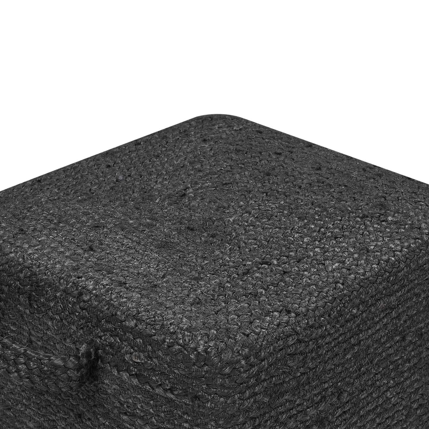 Pouffe Black Jute EPS Beads With Handles 45 x 45 x 30cm