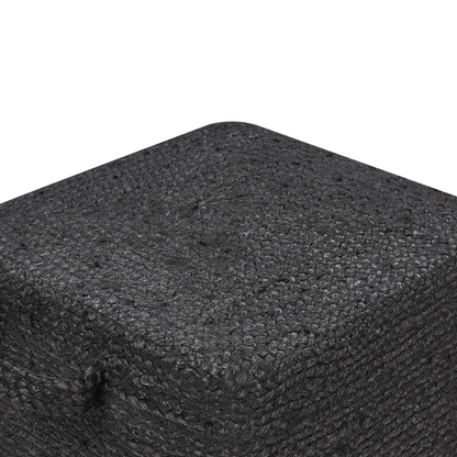 Pouffe Black Jute EPS Beads With Handles 45 x 45 x 30cm