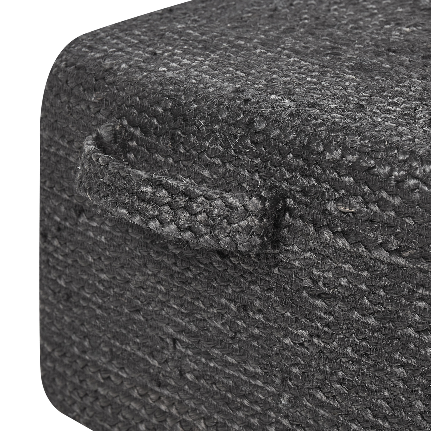 Pouffe Black Jute EPS Beads With Handles 45 x 45 x 30cm