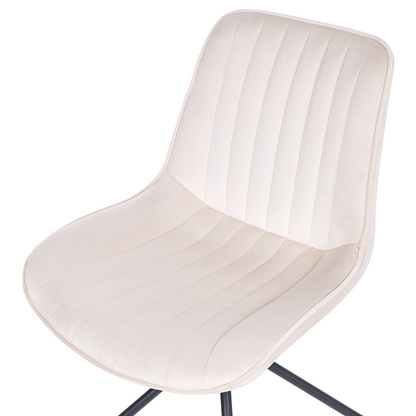 Velvetique Dining Chairs Set Beige Velvet Tufted Cross Base