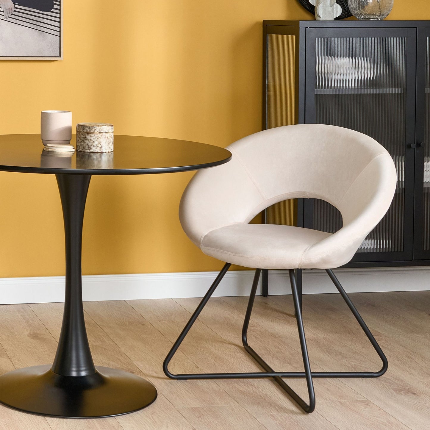 Velvet Accent Chair Off White Upholstery Tufted Armless Chair With Black Cross Base Steel Frame