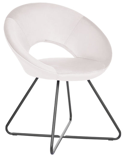 Velvet Accent Chair Off White Upholstery Tufted Armless Chair With Black Cross Base Steel Frame